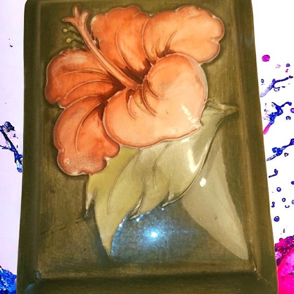 Vintage Moorcroft Hibiscus England Pottery Smoke Set - Picture 5 of 7